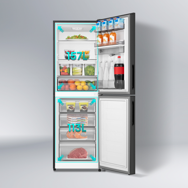 Picture of Hisense 270 Lliter Bottom Mount  Inverter Glass Door with Dispenser Refrigerator Mirror Black (RB1G266NMMB)