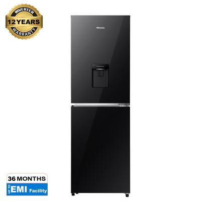 Picture of Hisense 270 Lliter Bottom Mount  Inverter Glass Door with Dispenser Refrigerator Mirror Black (RB1G266NMMB)