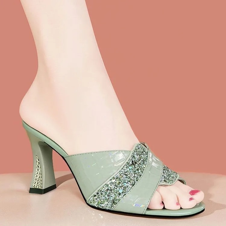 Picture of Mint Rhinestone heels