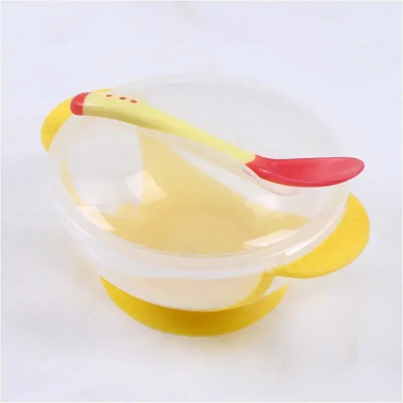 Picture of Baby Suction Cup Bowl Set Non-slip and Anti-fall Baby Bowl With Temperature Sensing Spoon Baby Training Bowl