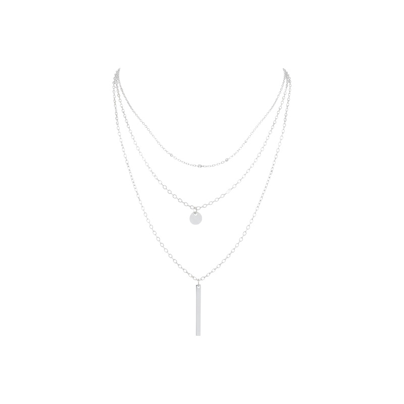 Picture of 3 Layers Simple Sequins Bar Multilayer Chain Tassel Tiny Clavicle Necklaces For Women