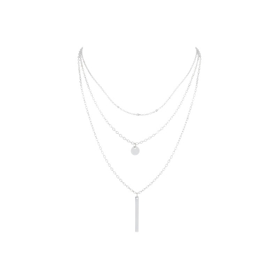 Picture of 3 Layers Simple Sequins Bar Multilayer Chain Tassel Tiny Clavicle Necklaces For Women