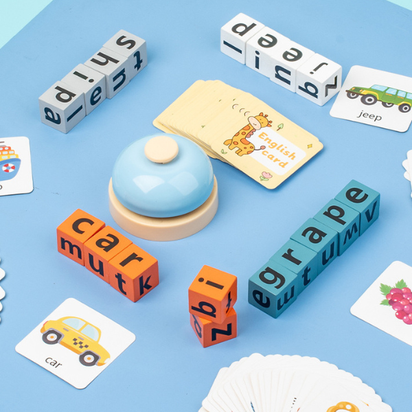 Alphabet Spelling Blocks with Bell — Wooden Learning Toy (3–6 Years) Baby World Bangladeshonline shop bangladeshothoba.com