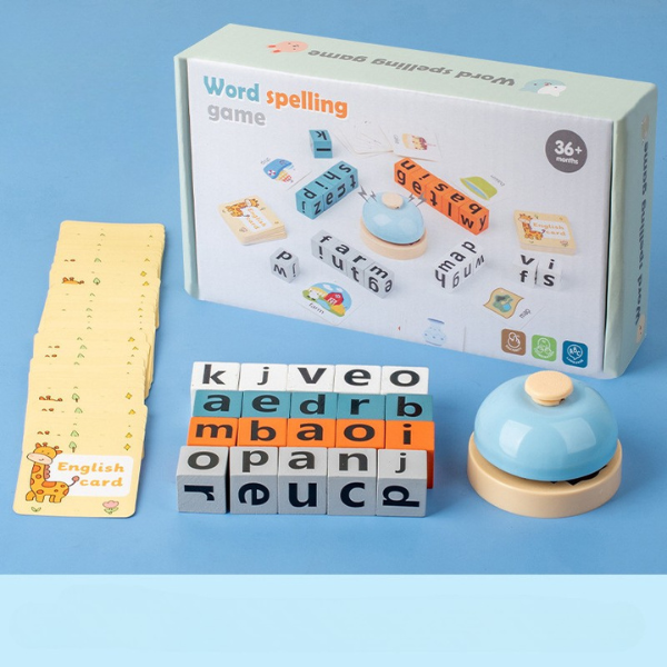 Alphabet Spelling Blocks with Bell — Wooden Learning Toy (3–6 Years) Baby World Bangladeshonline shop bangladeshothoba.com