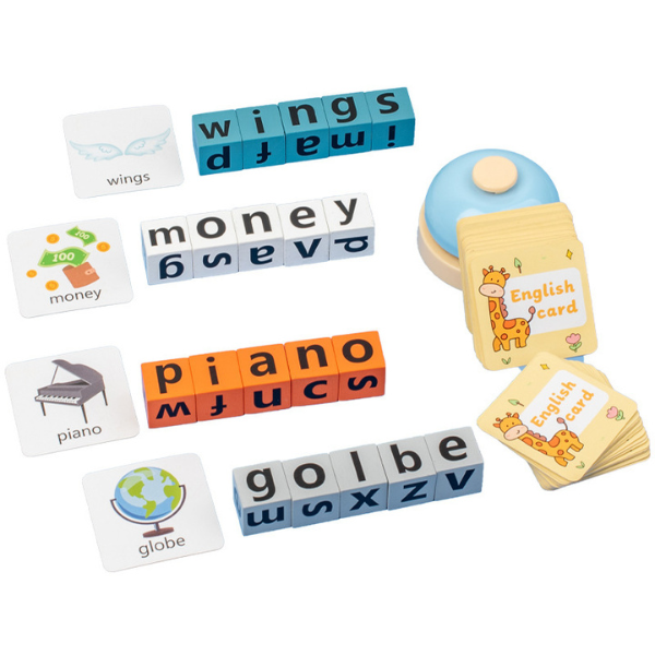 Alphabet Spelling Blocks with Bell — Wooden Learning Toy (3–6 Years) Baby World Bangladeshonline shop bangladeshothoba.com