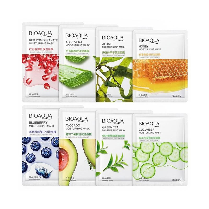 Picture of BIOAQUA 8 Pcs/Set Different Flavours Moisturizing Hydrating Facial Face Sheet Mask- 25g/Each