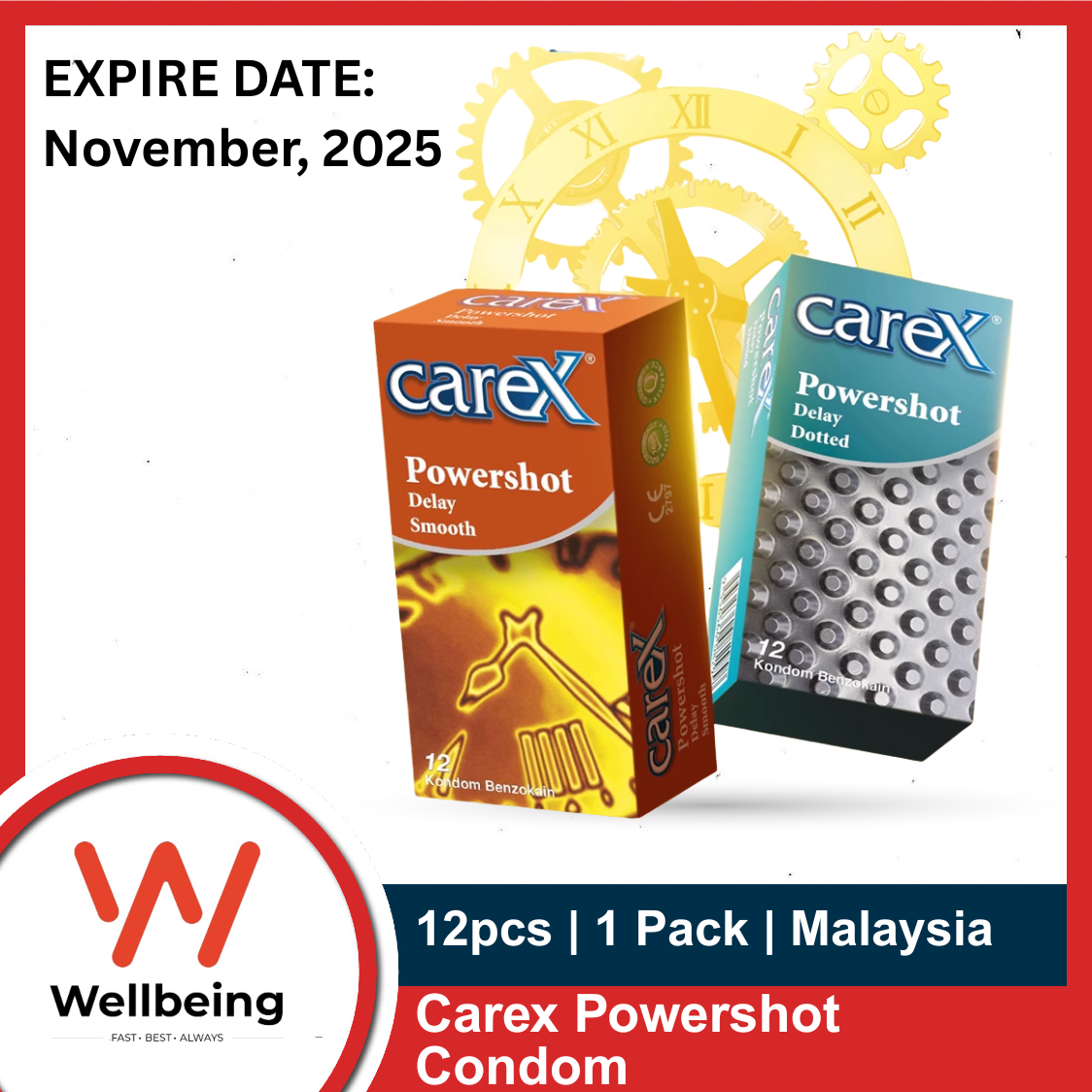 Picture of Carex Powershot Delay Smooth / Delay Dotted Condom 12pcs Pack | Malaysia | Clearance Sale | EXP. November 2025