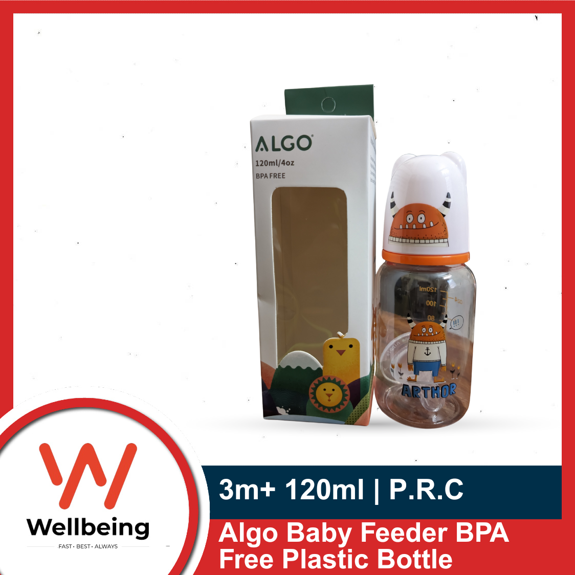 Picture of Baby Feeder Algo BPA Free Plastic Bottle with Silicone Nipple 120ml