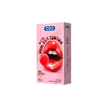 Picture of OLO 001 Oral Strawberry Flavored Condoms Safe in the Mouth The Thinnest Refreshing Premium Condom 10 Pcs