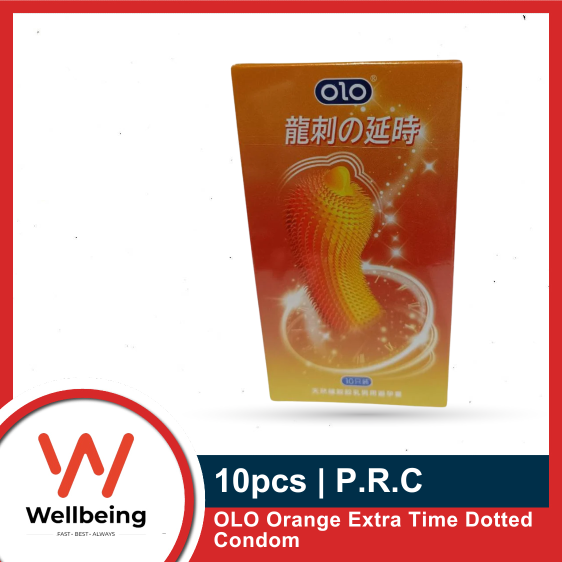 Picture of OLO Orange Extra Time Dotted Condom for Men 10pcs Pack