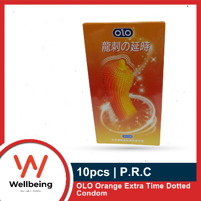 Picture of OLO Orange Extra Time Dotted Condom for Men 10pcs Pack
