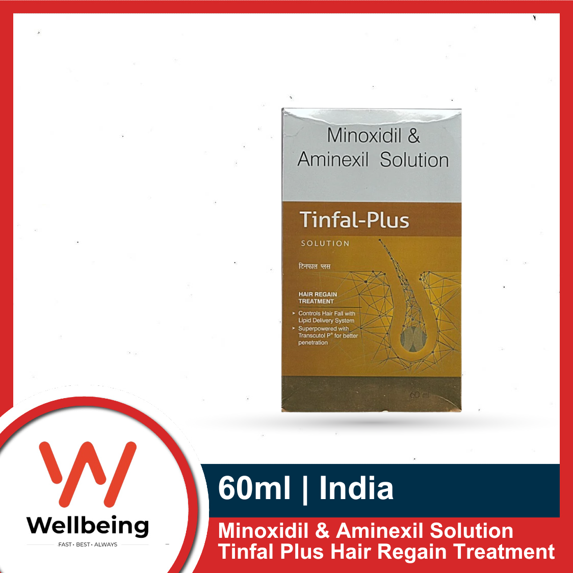Picture of Minoxidil & Aminexil Solution Tinfal Plus Hair Regain Treatment 60ml