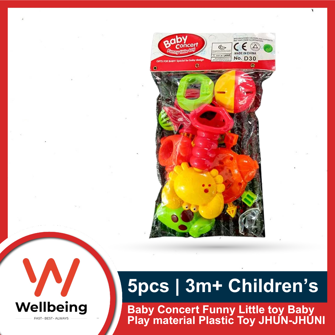 Picture of 5pcs Baby Concert Funny Little Toy Baby Play Plastic Toy Jhunjhuni Set