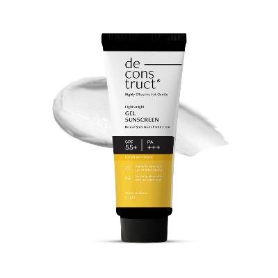 Picture of Deconstruct Face Gel Sunscreen SPF 55 + and PA+++ 50gm | Gel based sunscreen for oily, combination skin, normal skin | Broad spectrum sunscreen, No White Cast, Lightweight