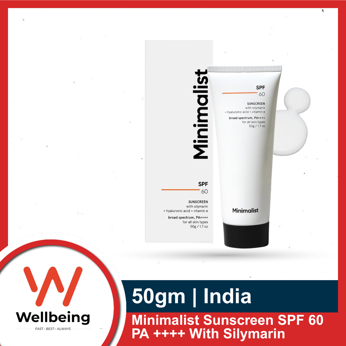 Picture of Minimalist Sunscreen SPF 60 PA ++++ With Silymarin, 50gm Cream