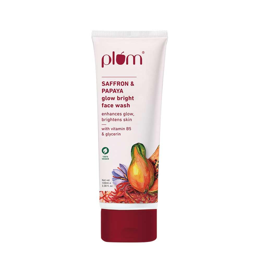 Picture of Plum Saffron & Papaya Glow Face Wash 100ml | Enhances Skin | With Vitamin B5 | Fights Dull Skin | Non-Drying, Gel-Based, Sulphate-Free Face Wash | For All Skin Types | 100% Vegan
