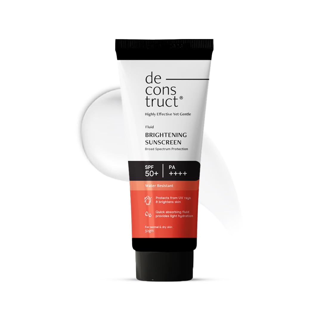 Picture of Deconstruct Brightening Sunscreen for Dry Skin with SPF 50+ 50gm | 8 hours Long Lasting Dewy Sunscreen | Water Resistant, No White Cast, Quick Absorbing | For Women and Men