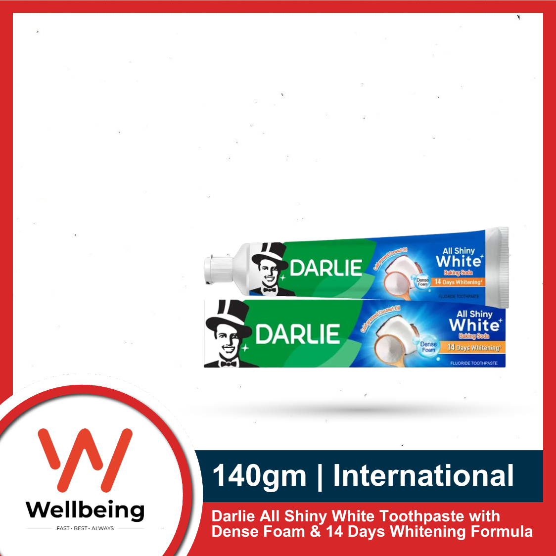 Picture of Darlie All Shiny White Baking Soda Clean Fluoride Toothpaste with Dense Foam & 14 Days Whitening Formula 140gm