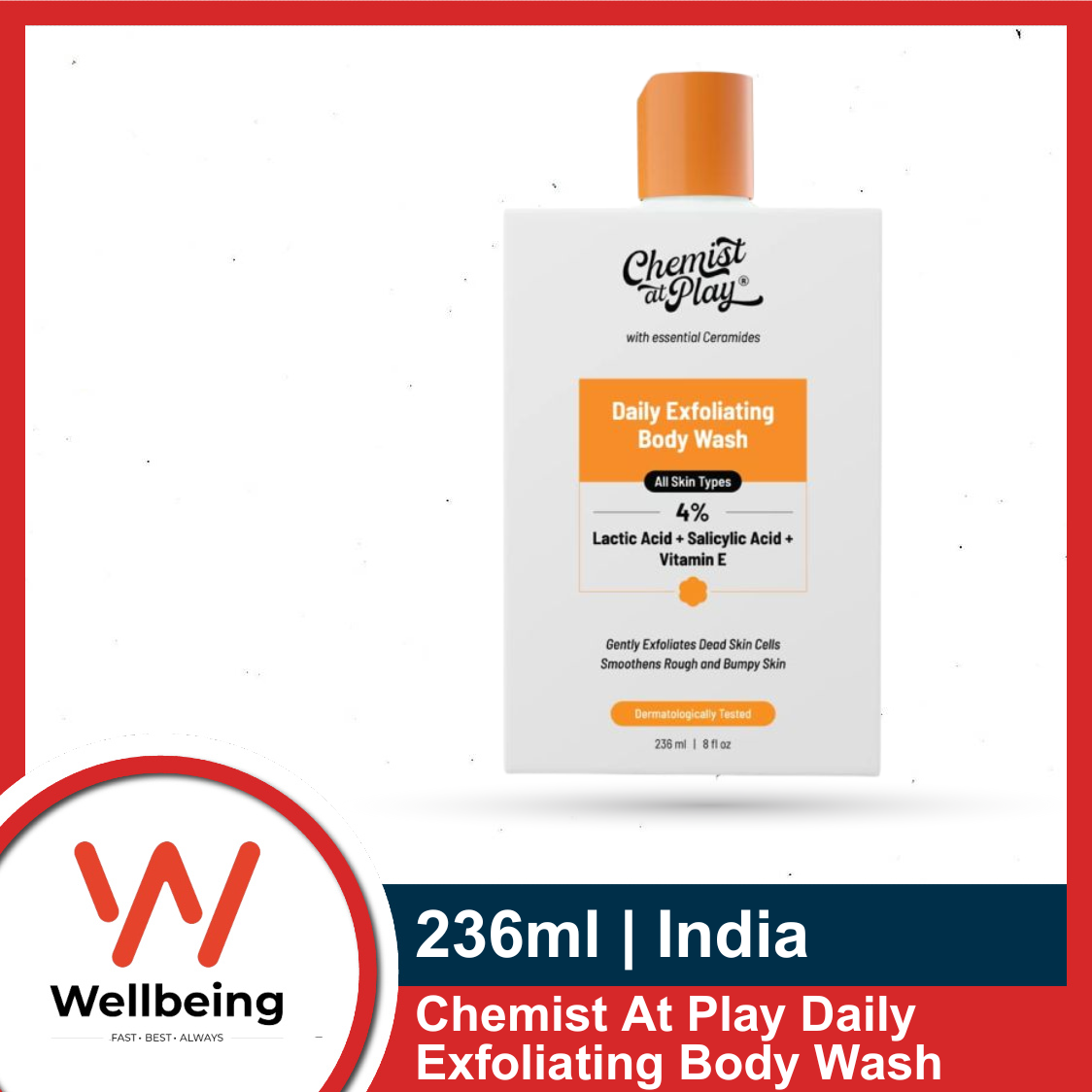 Picture of Chemist At Play Daily Exfoliating Body Wash 236ml |4% (Salicylic Acid,Vitamin E & Lactic Acid)|Paraben & SLS Free|Gentle Exfoliating Shower Gel|Removes Tan & Body Acne|Prevents Dry,Rough,Bumpy Skin|Unisex