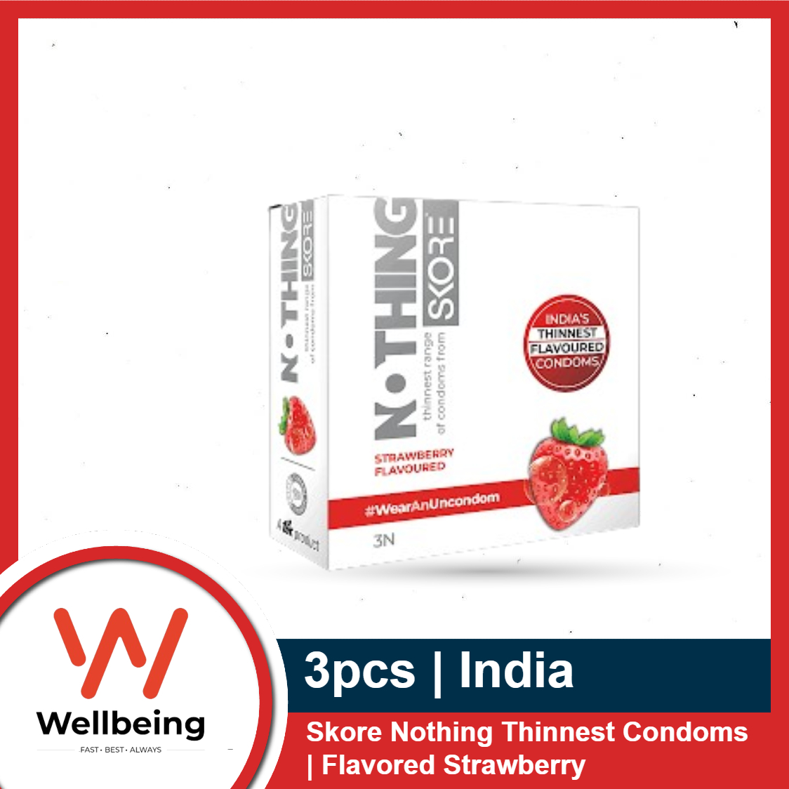 Picture of Skore Nothing Thinnest Pleasure Condom Strawberry Flavor 3pcs Pack