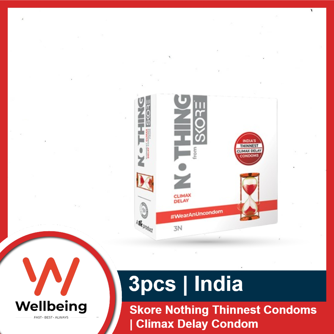 Picture of Skore Nothing Thinnest Climax Delay Condoms for Men 3s Pack | Made in India