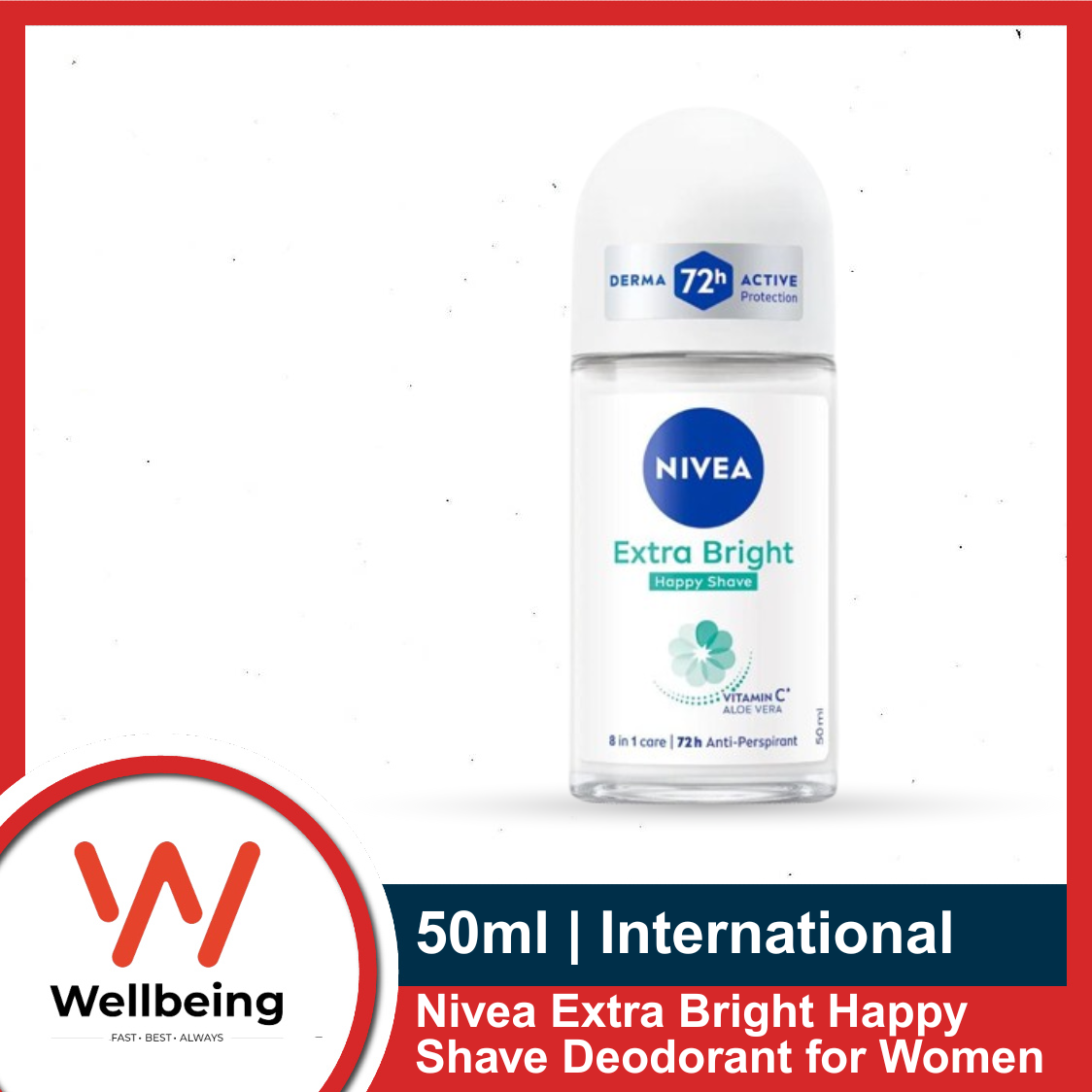 Picture of NIVEA Extra Bright Happy Shave Anti-Perspirant Roll-On- 25ml/ 50ml