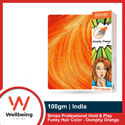 Picture of Streax Professional Hold & Play Funky Hair Color - Oomphy Orange 100g