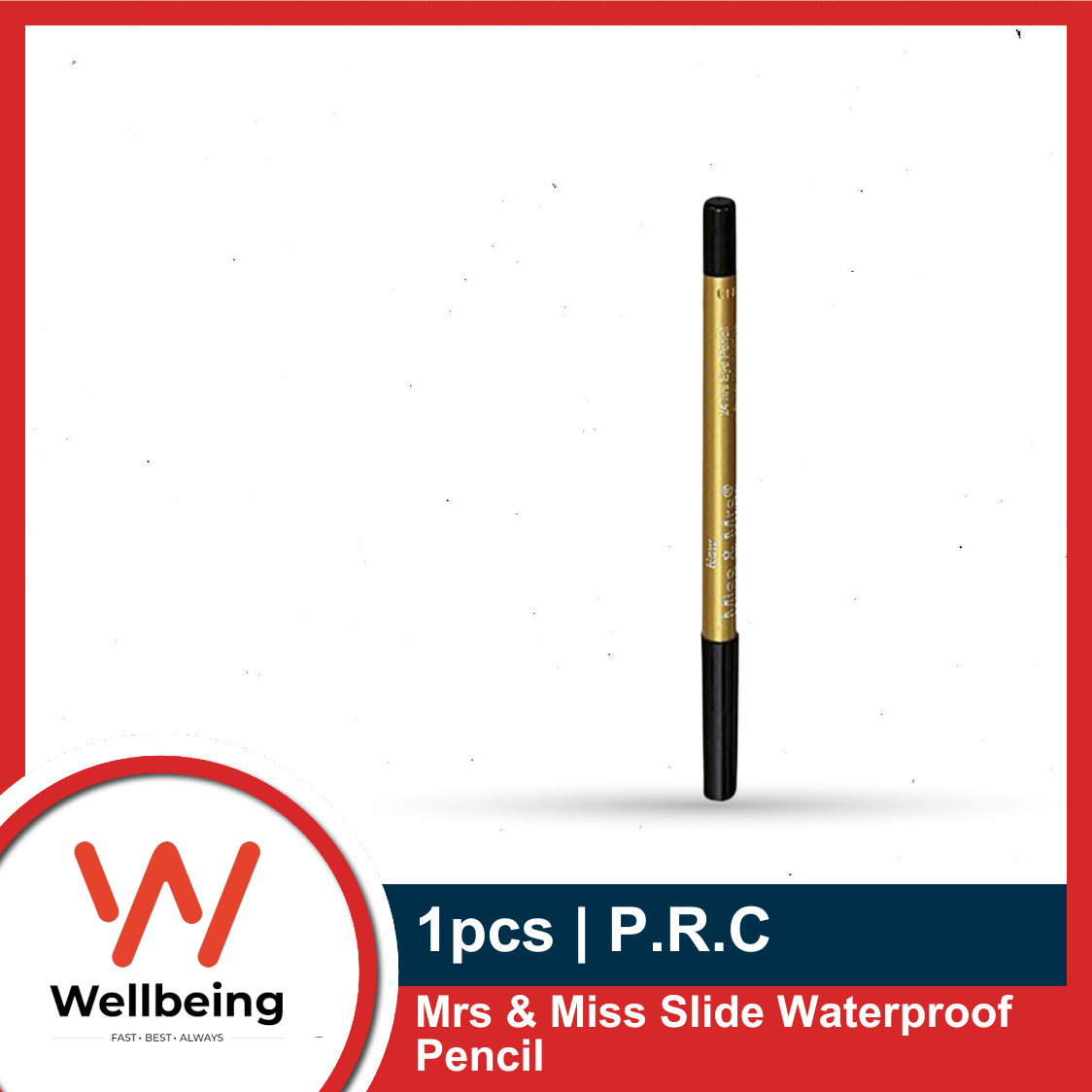 Picture of 1pcs Mrs & Miss Slide Waterproof Pencil 24 Hrs Eye Pencil Deep Black Matte Kajal