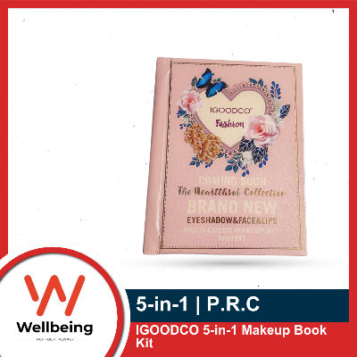Picture of IGOODCO 5-in-1 Makeup Book Kit: Comprehensive Palette with All-in-One Glitter & Matte Eyeshadows, Highlighter, Blush, Contour, Lip Colors, and Eyebrow Enhancers (Multicolor)