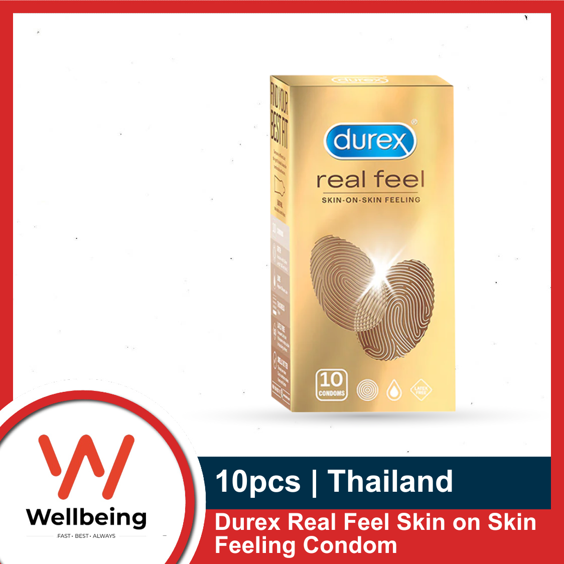 Picture of Durex Real Feel Skin on Skin Feeling Condom for Men 10Pcs Pack | Thailand