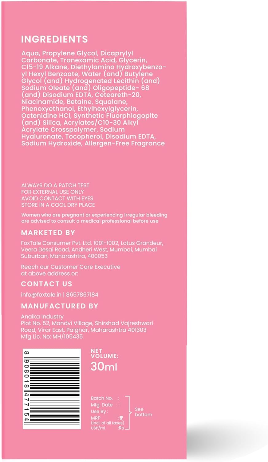 Picture of Foxtale The Milky Way Rapid Spot Reduction Drops 30ml | India