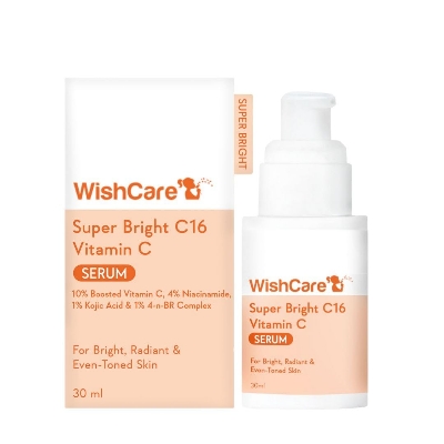 Picture of WishCare Super Bright C16 Vitamin C Serum 30ml for Oily Skin, Dry & Combination Skin -10% Vitamin C, 4% Niacinamide,1% Kojic Acid, 0.5% Ferulic Acid, Licorice & 4-n-BR- Serum For Pigmentation & Dark Spots