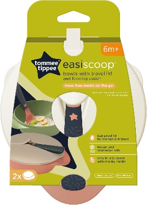 Picture of Tommee Tippee Easy Scoop 6m+ Babies 2 Feeding Bowls Lid And 1 Spoon Set for Babies Multicolor