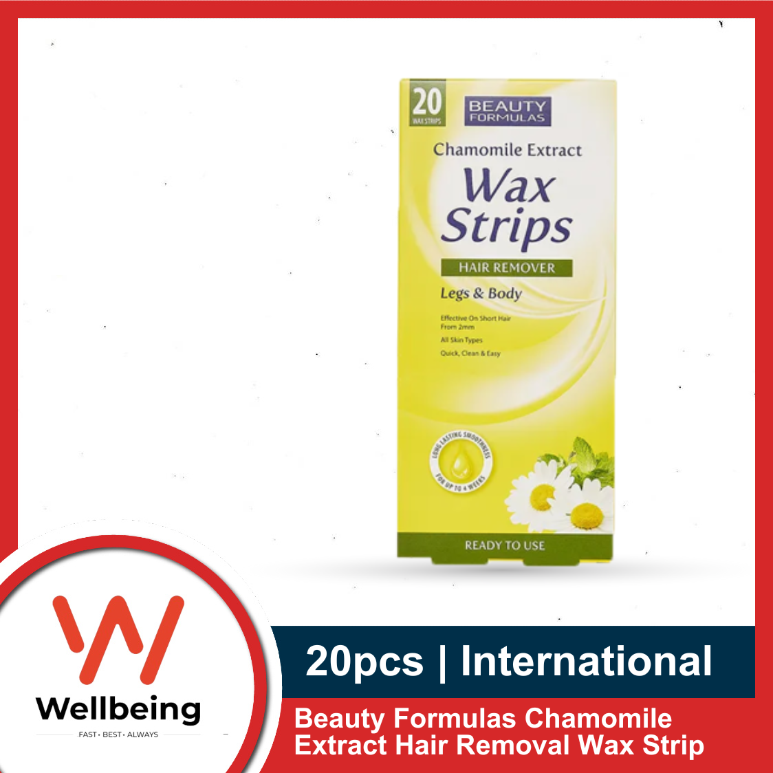 Picture of Beauty Formulas Chamomile Extract Hair Removal Wax Strip 20pcs
