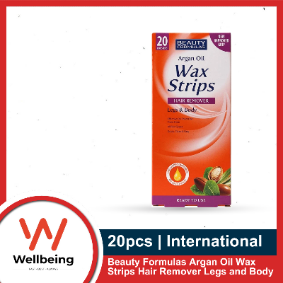 Picture of Beauty Formulas Argan Oil Wax Strips Hair Remover Legs and Body 20pcs