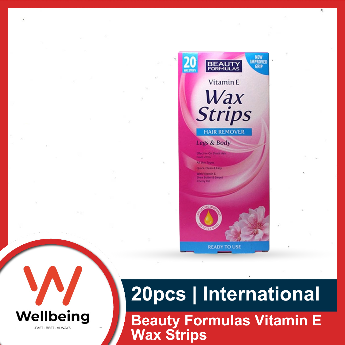 Picture of Beauty Formulas Vitamin E Wax Strips Hair Remover Legs and Body 20pcs