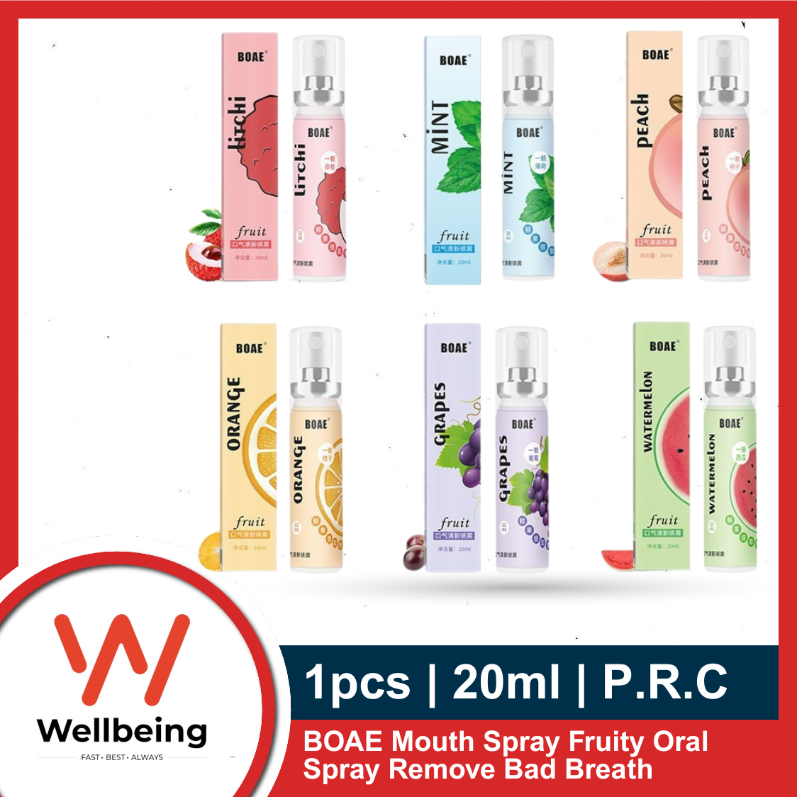 Picture of BOAE Fruit Fresh Breath Spray 20ml Mouth Freshener Spray Bad Breath killer Spray Fruit Flavor Remove Bad Breath Oral Care Portable Work Travel Long Lasting Sweet Spray