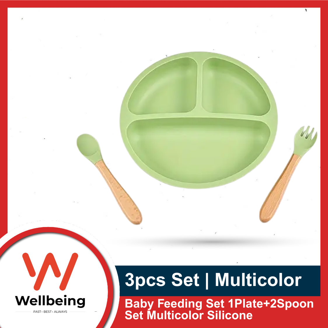 Picture of 1Plate+2Spoon Baby Feeding Set Multicolor Silicone | Food Grade Silicone Dining Plate Combination Baby Feeding Dining Plate Cartoon Kids Dishes Eating Training Accessories