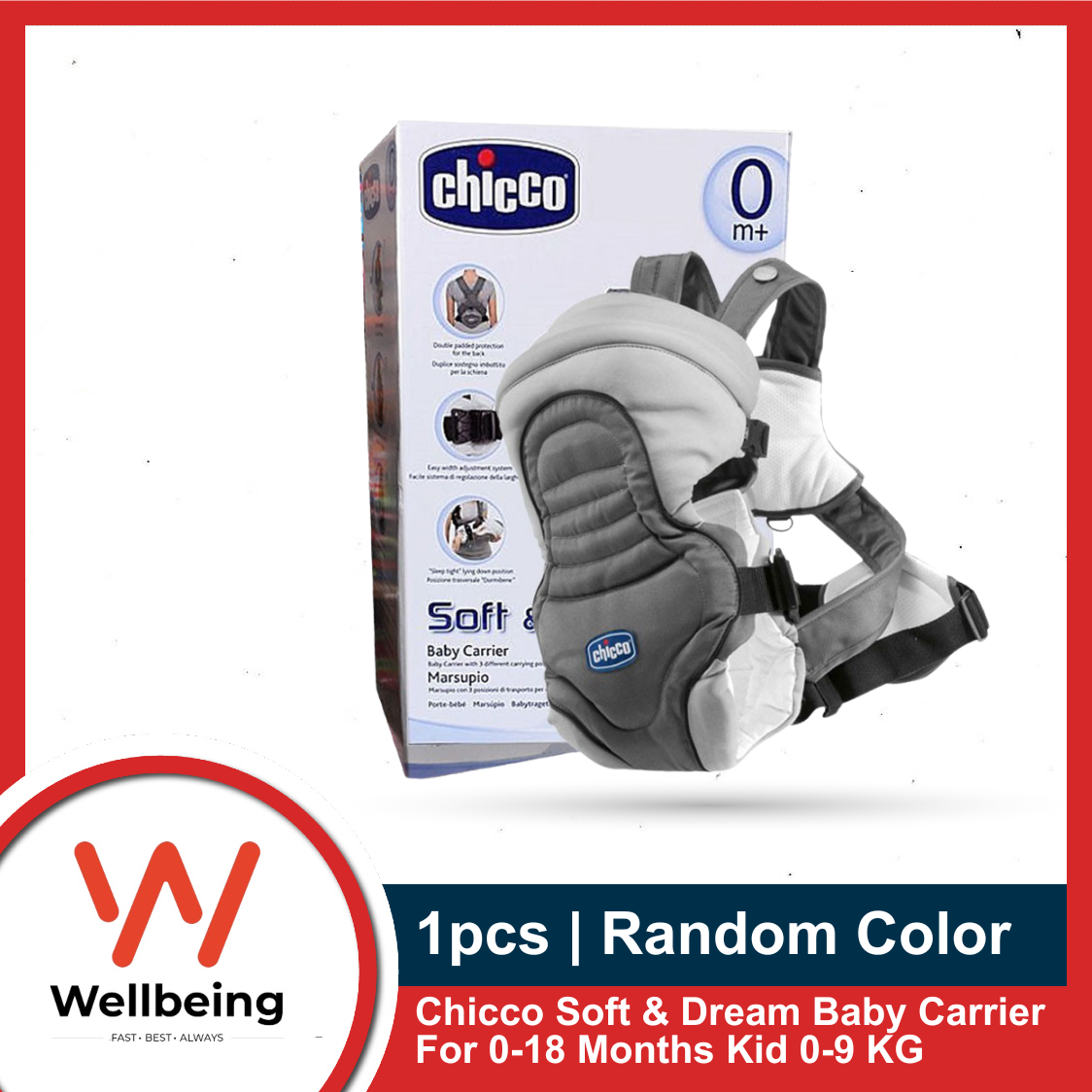 Picture of Chicco Soft & Dream Baby Carrier For 0-18 Months Kid 0-9 KG 3-Different Position Carrier