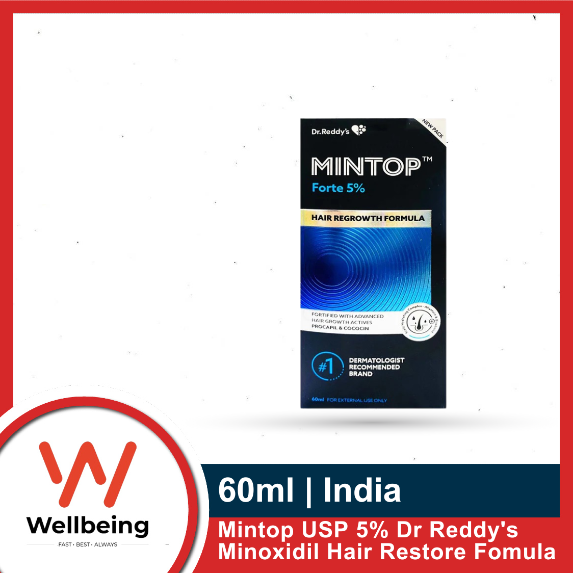 Picture of Mintop USP 5% Dr Reddy's 60ml Minoxidil Topical Solution Hair Restore Formula | India