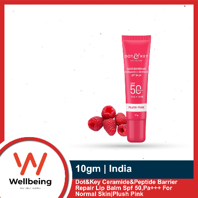 Picture of Dot & Key Ceramide & Peptide Barrier Repair Lip Balm 10gm Spf 50,Pa+++ For Normal Skin| Plush Pink |Boosts Collagen & Instantly Plumps Lip| Lip Balm For Women