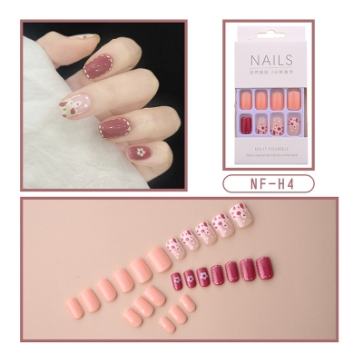 Picture of 24 pcs/set High Quality short fake nails with design Art press on nails artificial fingernails for women - Fake Nails