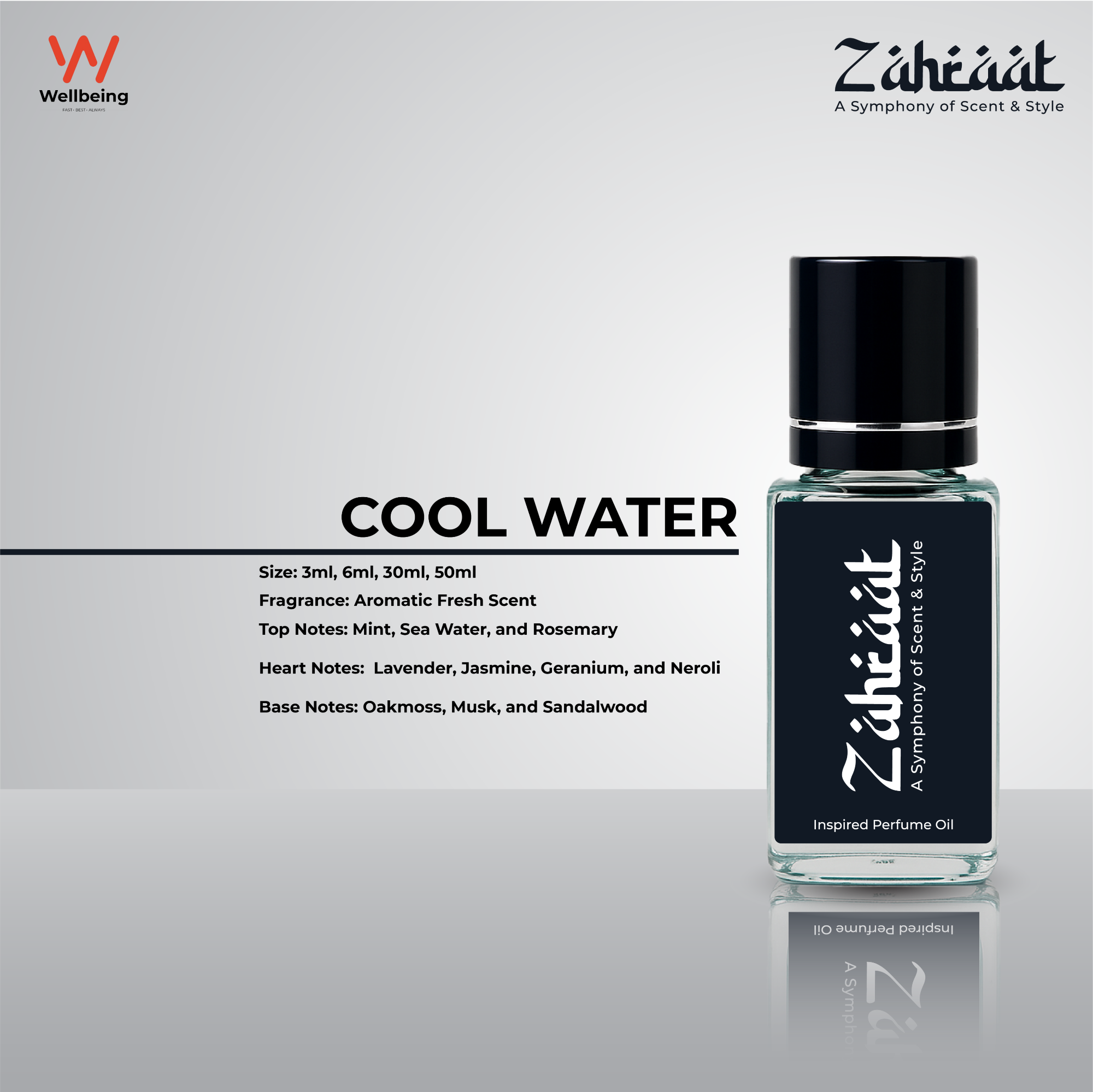 Picture of Zahraat Cool Water Attar/Ator 3ml Long Lasting Halal Perfume Oil