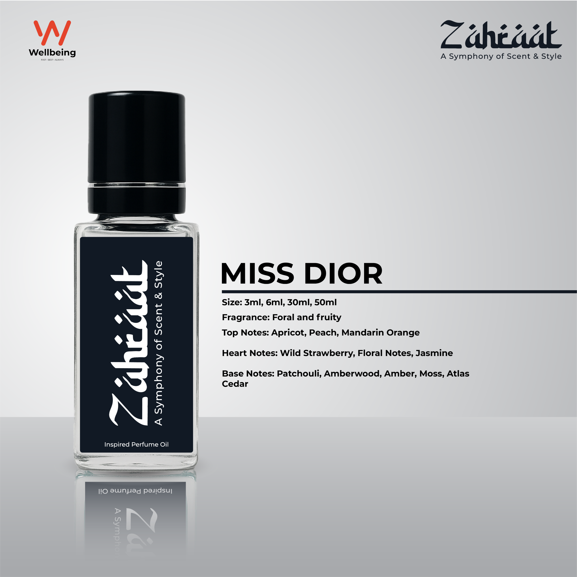 Picture of Zahraat Miss Dior Attar/Ator 3ml Long Lasting Halal Perfume Oil