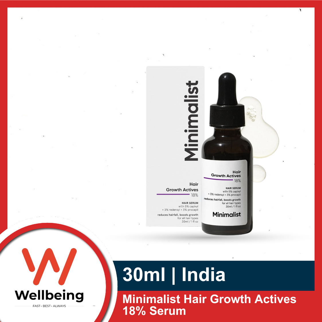 Picture of Minimalist Hair Growth Active 18% Serum 30ml With 3% Redensyl, 3% Anagain, 3% Procapil, 5% Capixyl & 4% Baicapil 18% Hair Growth Actives | For Hair Fall Control | For Men & Women