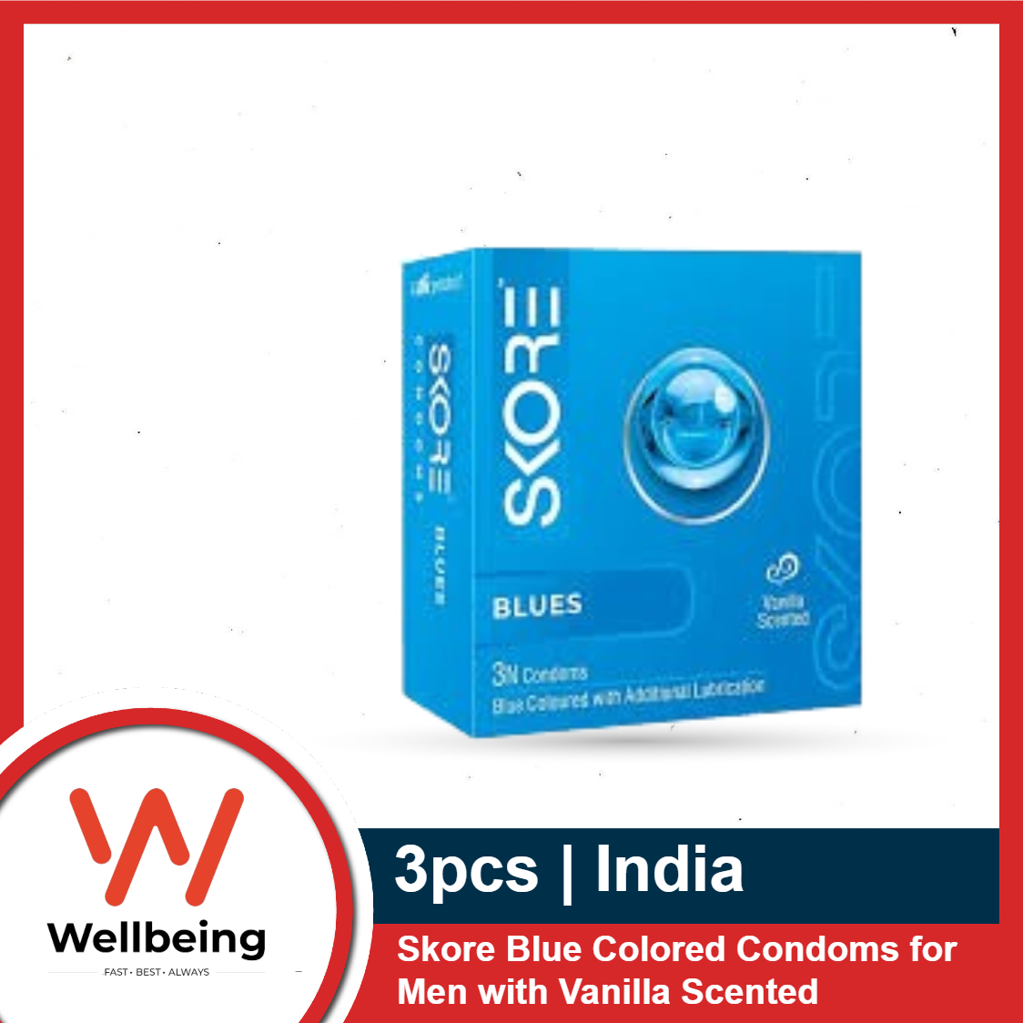 Picture of Skore Blue Colored Condoms for Men with Vanilla Scented 3pcs Pack | India
