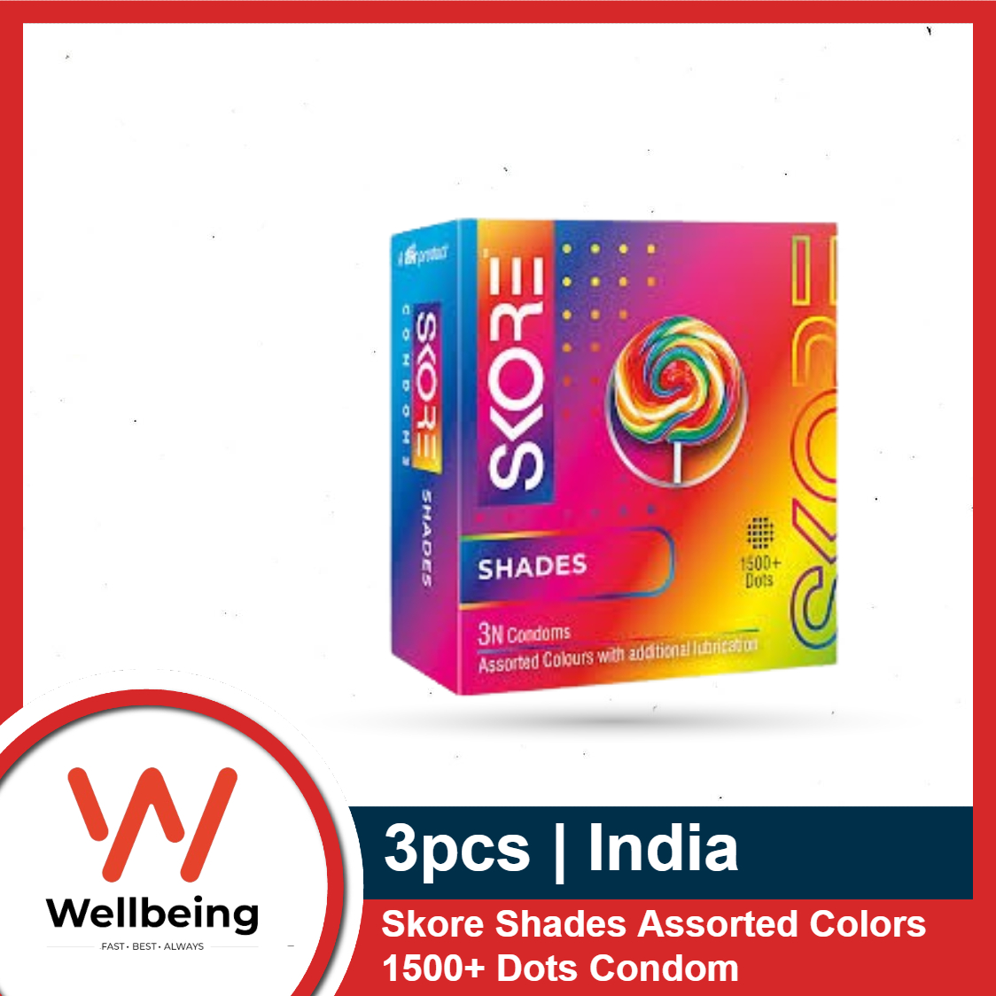 Picture of Skore Condom for Men Shades Assorted Colors 3pcs Pack | Extra Lubrication | 1500+ Raised Dots | Condom for Men | India
