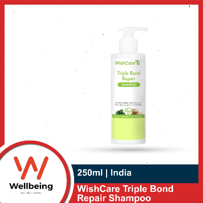 Picture of WishCare Triple Bond Repair Shampoo 250ml for Dry & Frizzy Hair - 5% AminoPeptide Complex & PCA - Repairs Damaged & Frizzy Hair