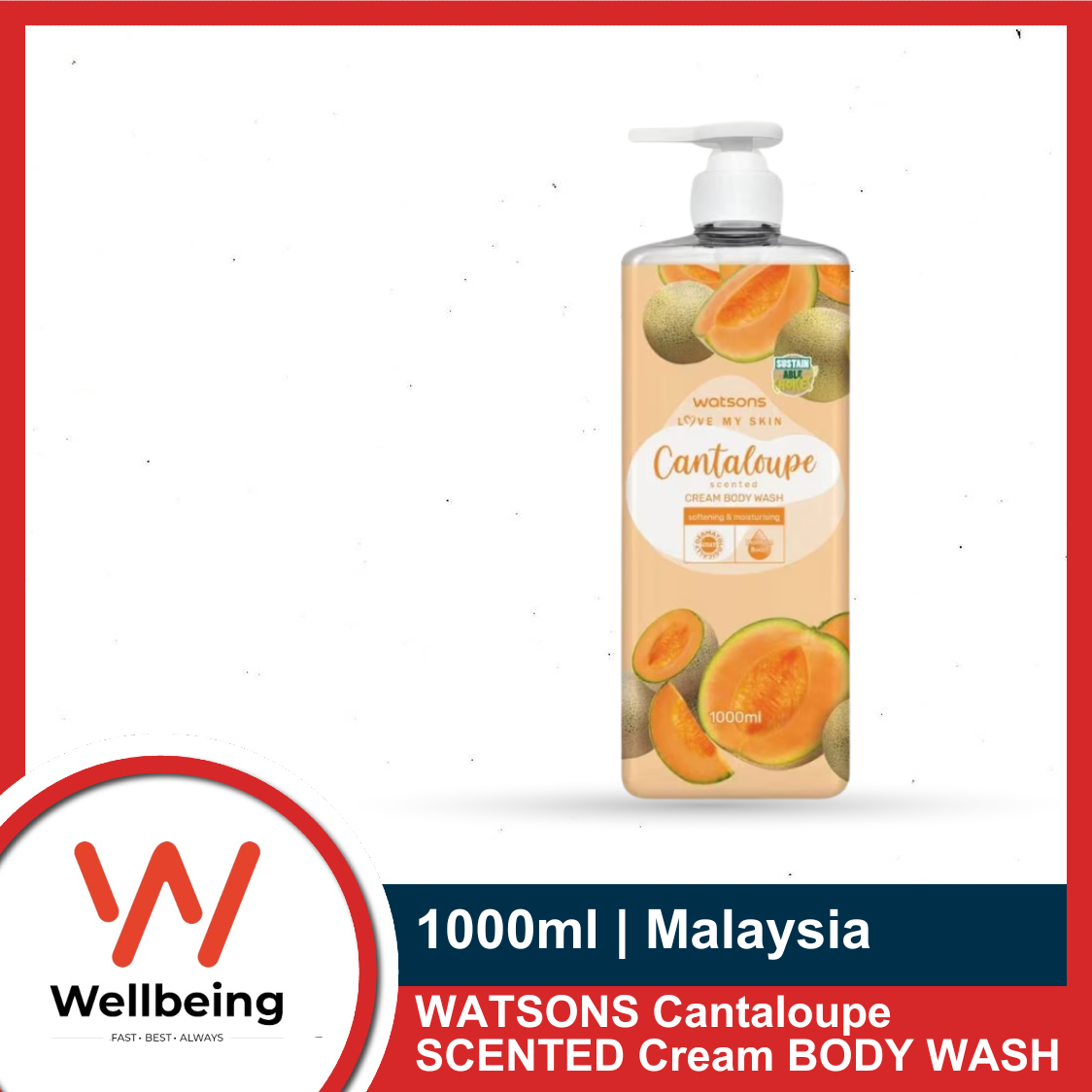 Picture of WATSONS Love My Skin Cantaloupe Scented Cream Body Wash 1000ml | Malaysia