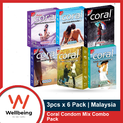 Picture of Coral Condom Mix Combo - Long Lasting Extra Time Combo, Super Dotted, Ultra Thin Condom for Men - 6x3=18pcs Condom | Malaysia